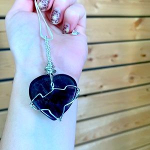Amethyst Heart in Sterling Silver Necklace